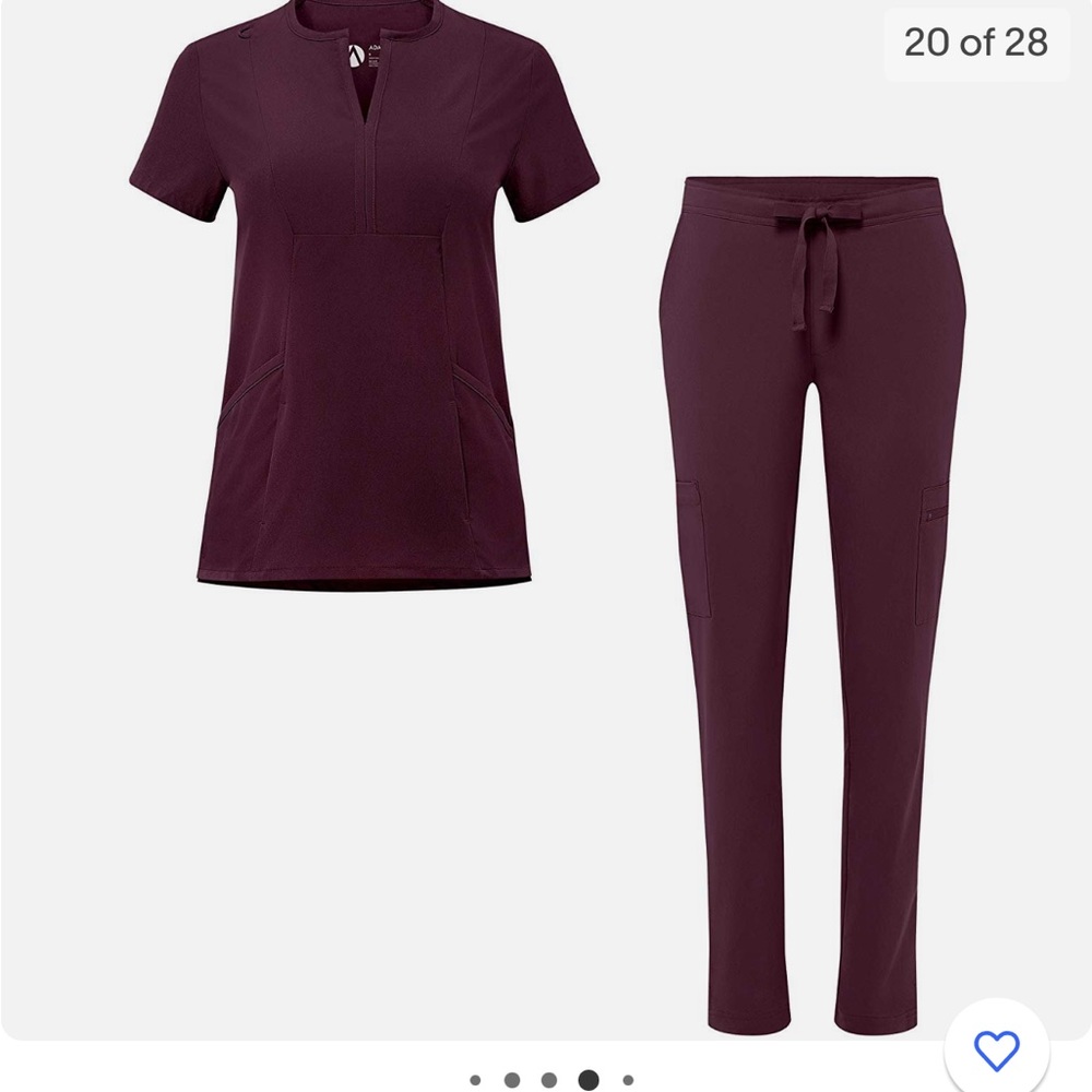 Adar Scrub Set for Women - Bib Front Smock Scrub Top & Skinny Cargo Scrub Pants
